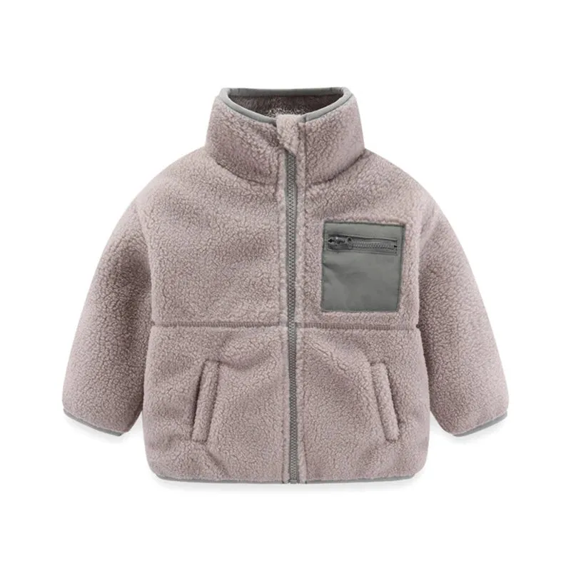 1 2 3 4 5 6 7 Years Boys Jacket Autumn Winter Warm Fleece Baby Coats New Fashion Zipper Children's Outerwear Plush Kids Clothes