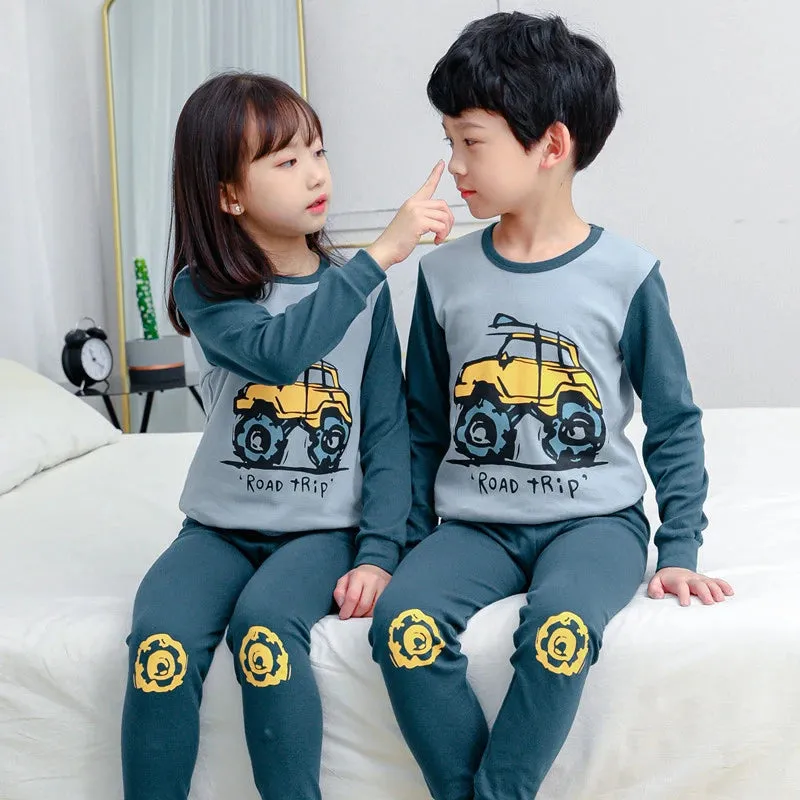 2 4 6 8 10 12 14 Yrs Boys Pajamas Baby Winter Bed Set Sleepwear Children's Clothing Girls Cartoon Pijamas Loungewear Kids Pijama