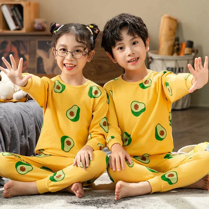 2 4 6 8 10 12 14 Yrs Boys Pajamas Baby Winter Bed Set Sleepwear Children's Clothing Girls Cartoon Pijamas Loungewear Kids Pijama