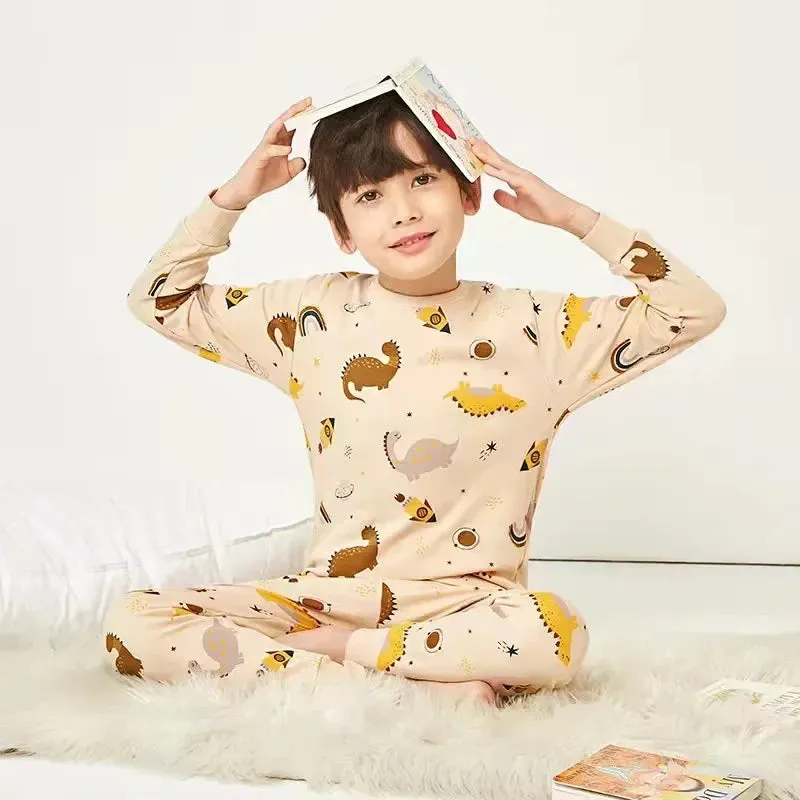 2 4 6 8 10 12 14 Yrs Boys Pajamas Baby Winter Bed Set Sleepwear Children's Clothing Girls Cartoon Pijamas Loungewear Kids Pijama