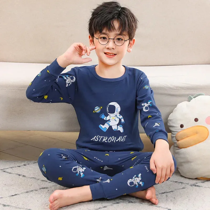 2 4 6 8 10 12 14 Yrs Boys Pajamas Baby Winter Bed Set Sleepwear Children's Clothing Girls Cartoon Pijamas Loungewear Kids Pijama