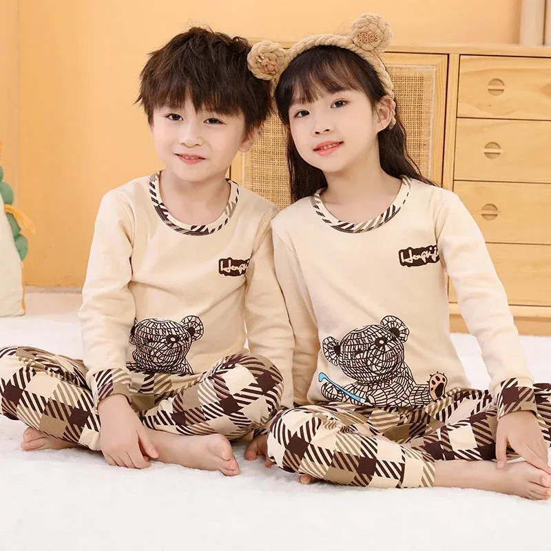 2 4 6 8 10 12 14 Yrs Boys Pajamas Baby Winter Bed Set Sleepwear Children's Clothing Girls Cartoon Pijamas Loungewear Kids Pijama