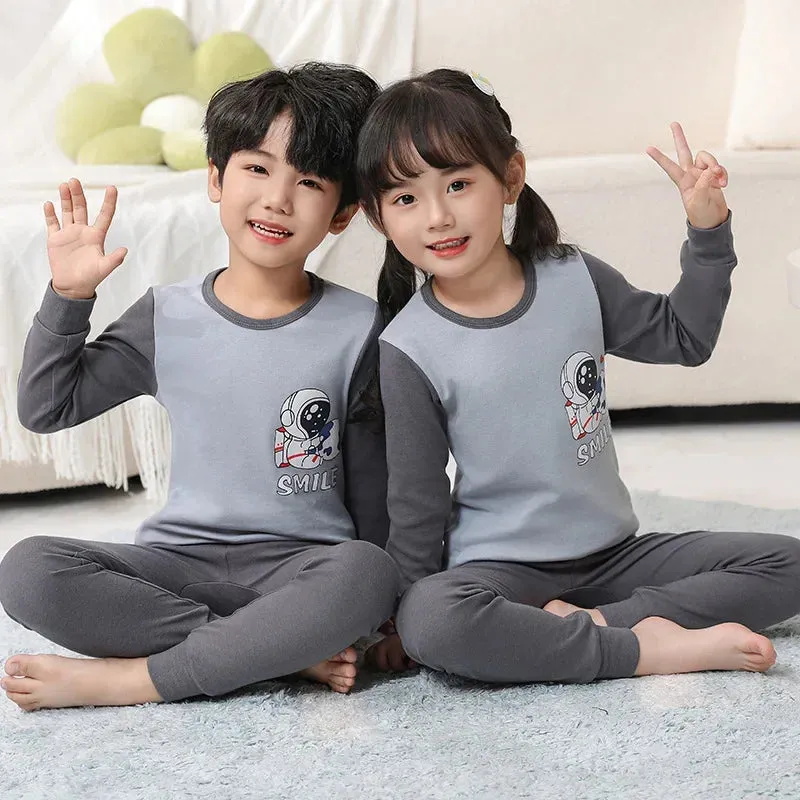 2 4 6 8 10 12 14 Yrs Boys Pajamas Baby Winter Bed Set Sleepwear Children's Clothing Girls Cartoon Pijamas Loungewear Kids Pijama