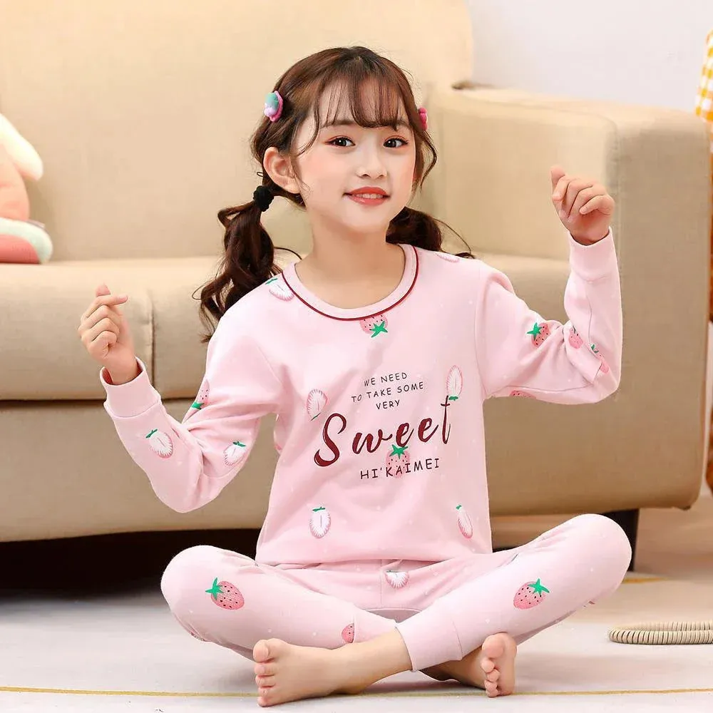 2 4 6 8 10 12 14 Yrs Boys Pajamas Baby Winter Bed Set Sleepwear Children's Clothing Girls Cartoon Pijamas Loungewear Kids Pijama