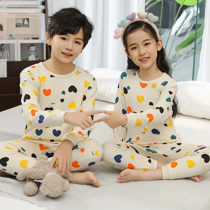 2 4 6 8 10 12 14 Yrs Boys Pajamas Baby Winter Bed Set Sleepwear Children's Clothing Girls Cartoon Pijamas Loungewear Kids Pijama