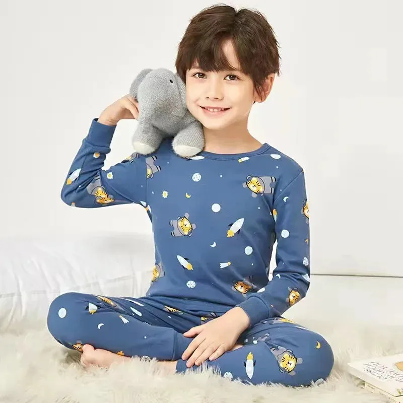 2 4 6 8 10 12 14 Yrs Boys Pajamas Baby Winter Bed Set Sleepwear Children's Clothing Girls Cartoon Pijamas Loungewear Kids Pijama