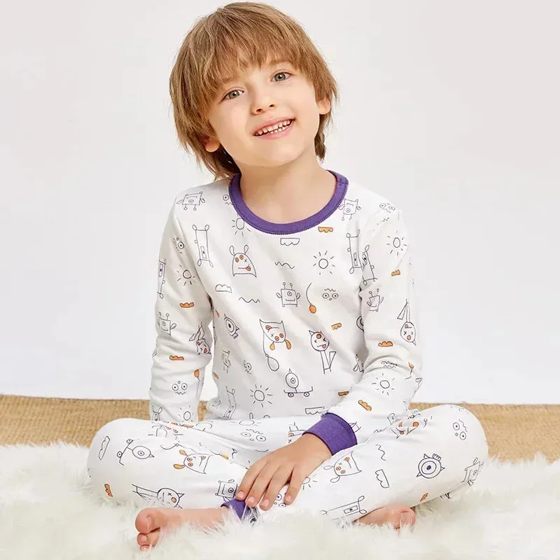 2 4 6 8 10 12 14 Yrs Boys Pajamas Baby Winter Bed Set Sleepwear Children's Clothing Girls Cartoon Pijamas Loungewear Kids Pijama