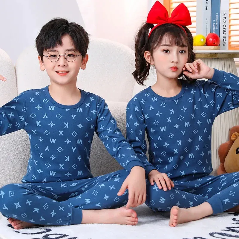 2 4 6 8 10 12 14 Yrs Boys Pajamas Baby Winter Bed Set Sleepwear Children's Clothing Girls Cartoon Pijamas Loungewear Kids Pijama