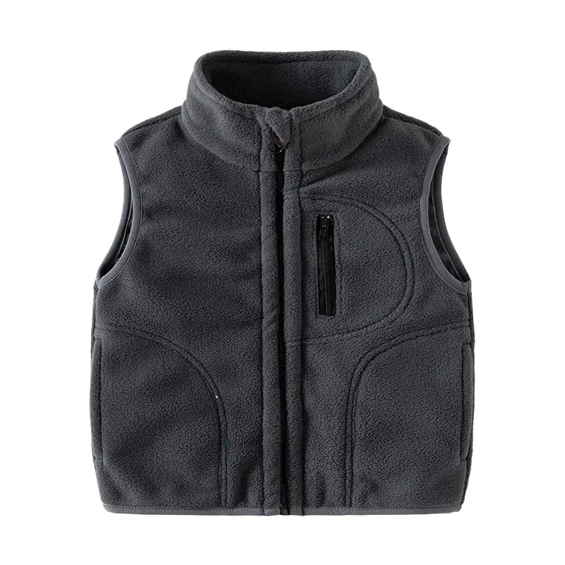 2023 Winter Baby Boys Fleece Vest Coat Solid Color Fashion Jacket For Kids Warm Waistcoat Autumn Children Outwear for 2-6 Years