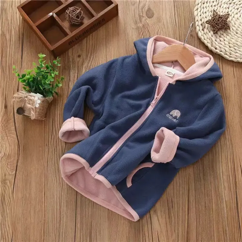 2024 Kids Girls Jacket Coats Autumn Winter Soft Polar Fleece Hoodies Jacket Boys Coat Warm Children Outwear Teen 4 6 8 10 Years