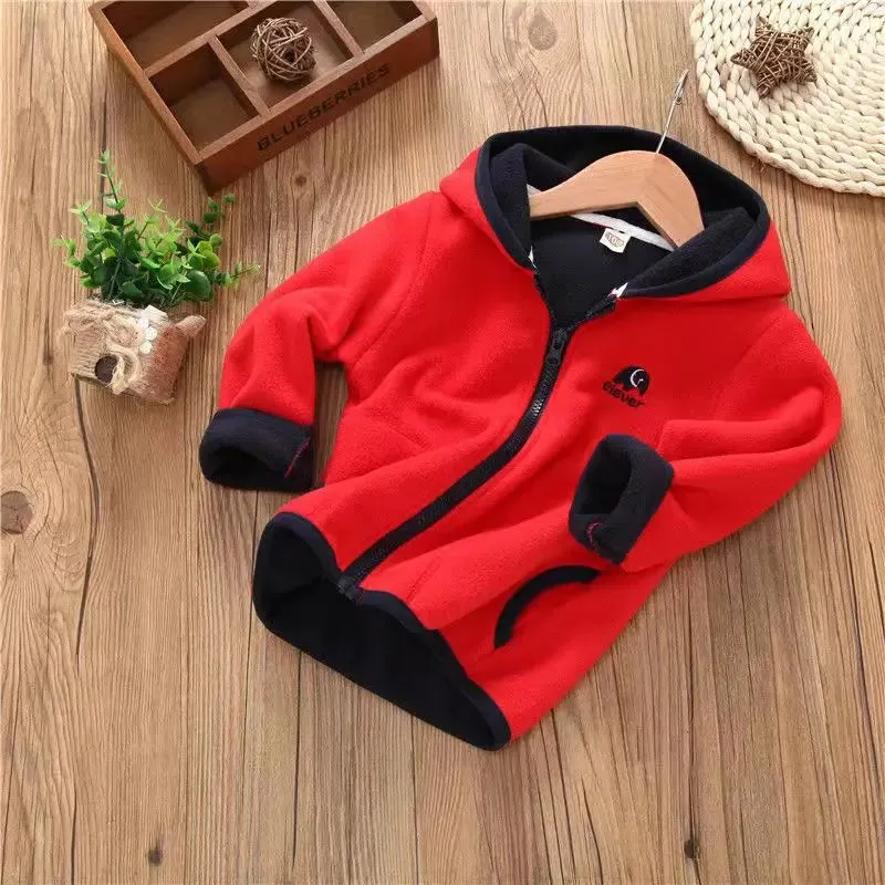 2024 Kids Girls Jacket Coats Autumn Winter Soft Polar Fleece Hoodies Jacket Boys Coat Warm Children Outwear Teen 4 6 8 10 Years