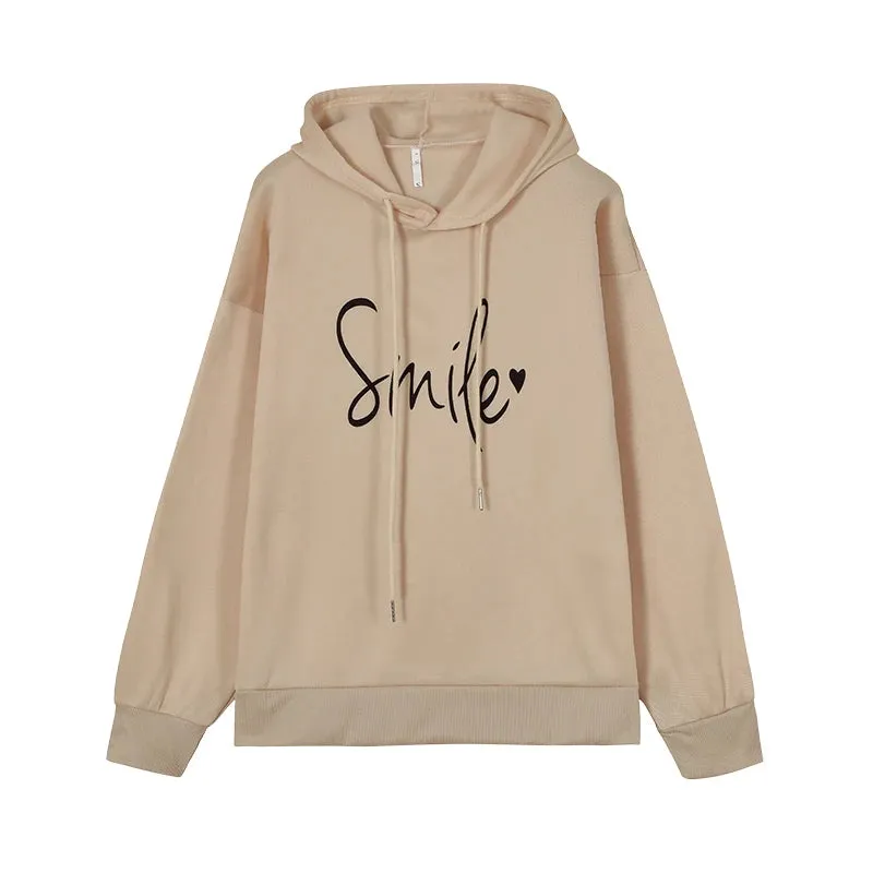 2024 New Fashion Trend Pullover Simple Round Neck Shirt Long-sleeved Lettered Loose Sweater