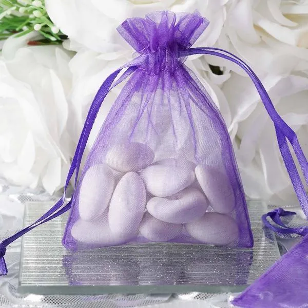 3"x4" Purple Organza Jewellery Wedding Birthday Party Favor Gift Drawstring Pouches Bags - 10/pk