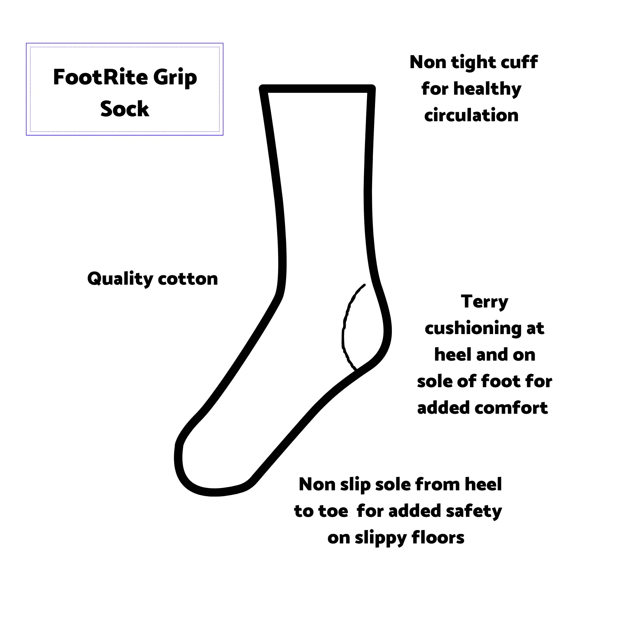 5 Pairs of Non Slip Grip Socks suitable for Hospital and Home