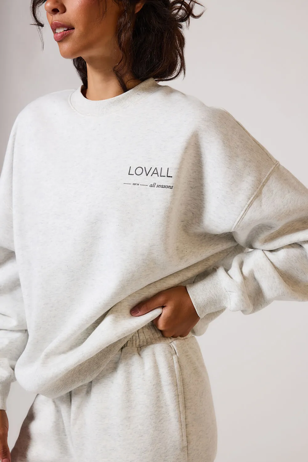 ALL SZN Organic Oversized Sweatshirt Style 3 - Light Grey Marl