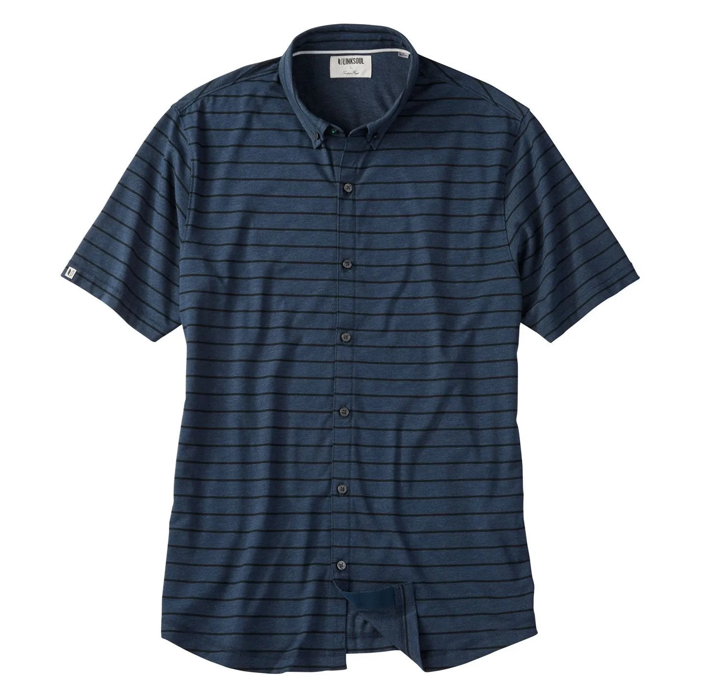 Anza Ink Striped Button-Down Knit Shirt