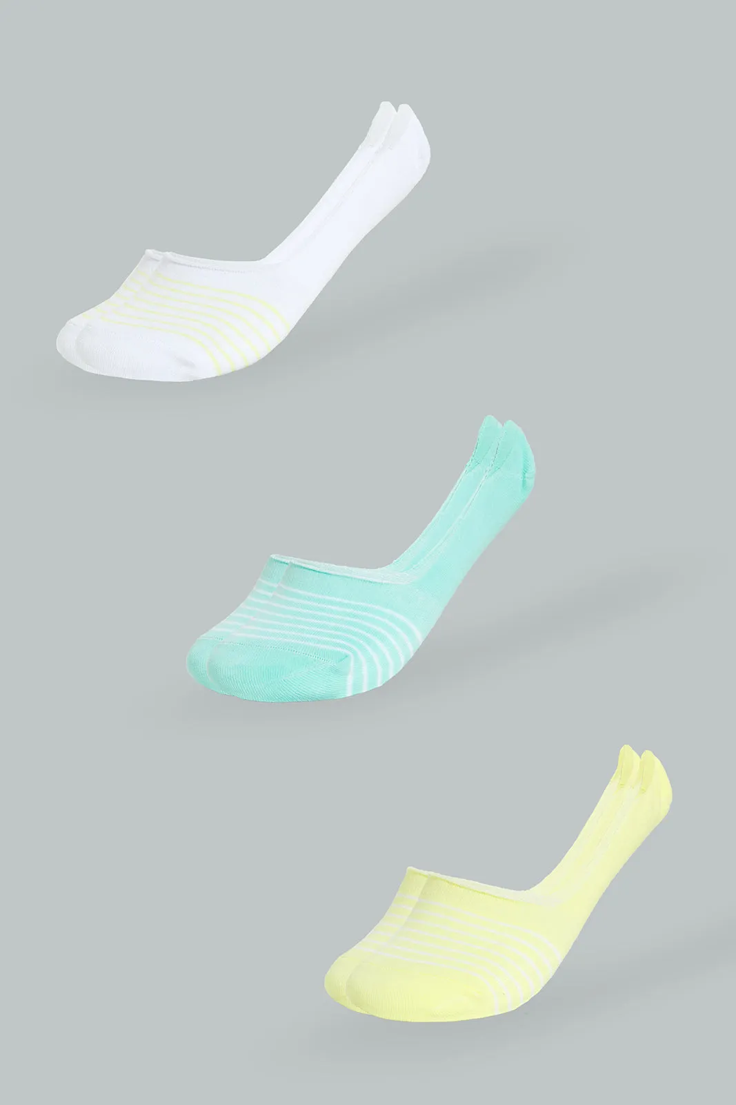 Assorted Striped Invisible Socks (Pack of 3)