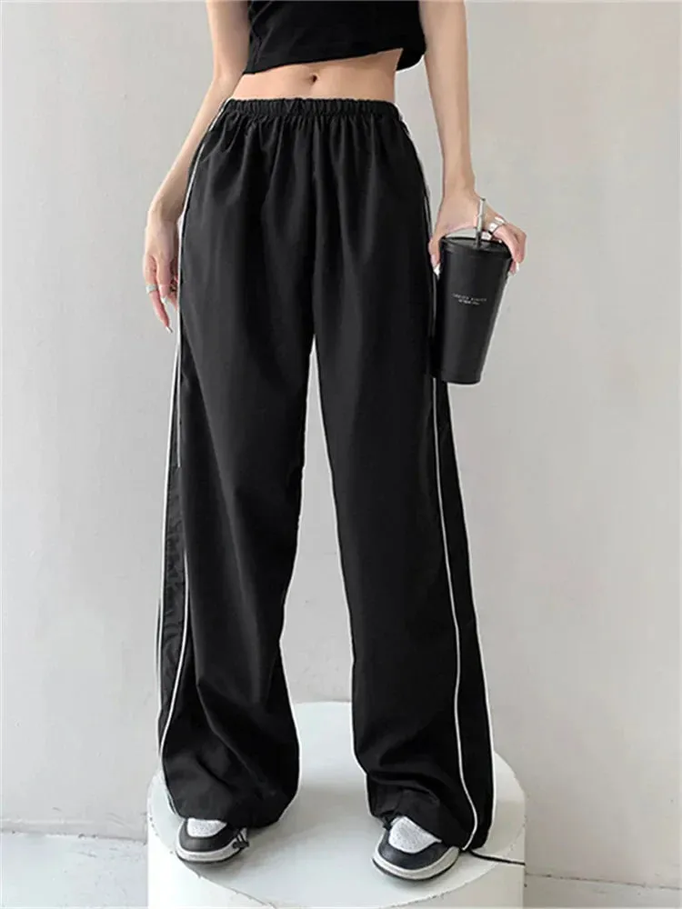 Baggy Solid Cargo Low Rise Casual Teen Girls Wide Streetwear Harajuku Pants