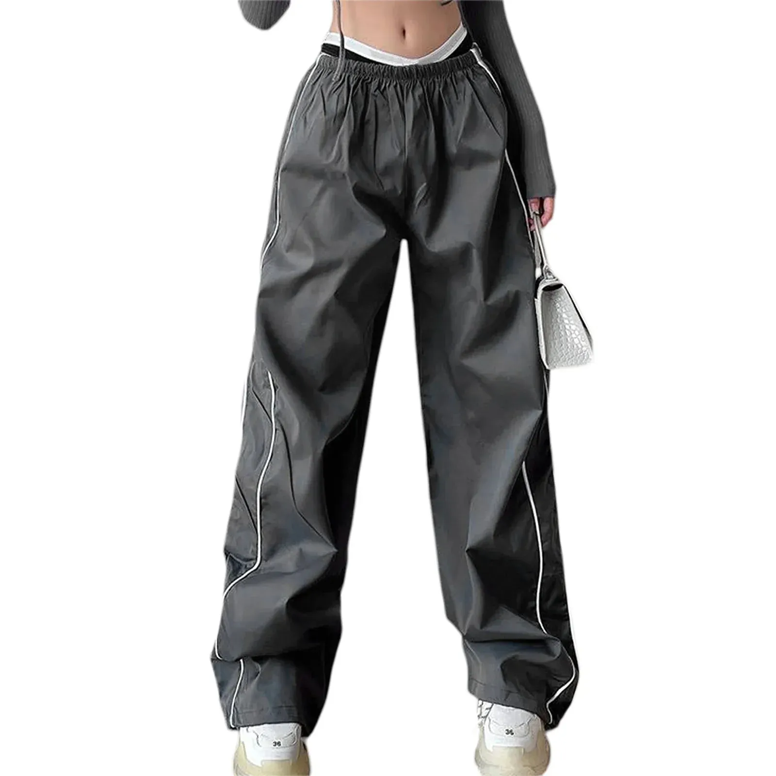 Baggy Solid Cargo Low Rise Casual Teen Girls Wide Streetwear Harajuku Pants