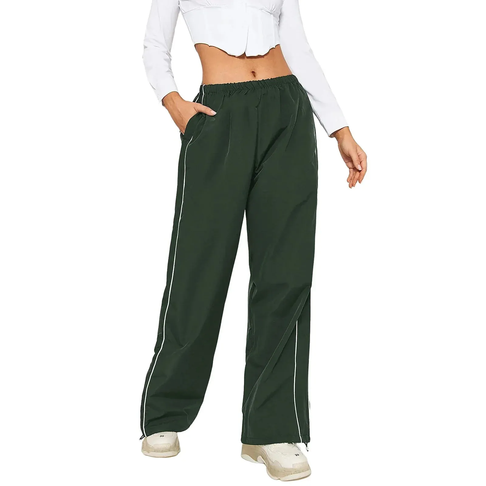 Baggy Solid Cargo Low Rise Casual Teen Girls Wide Streetwear Harajuku Pants