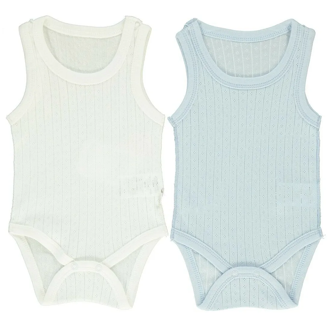 Bebetto Sleeveless Bodysuits Blue Ivory 2-Pack (0-9mths)