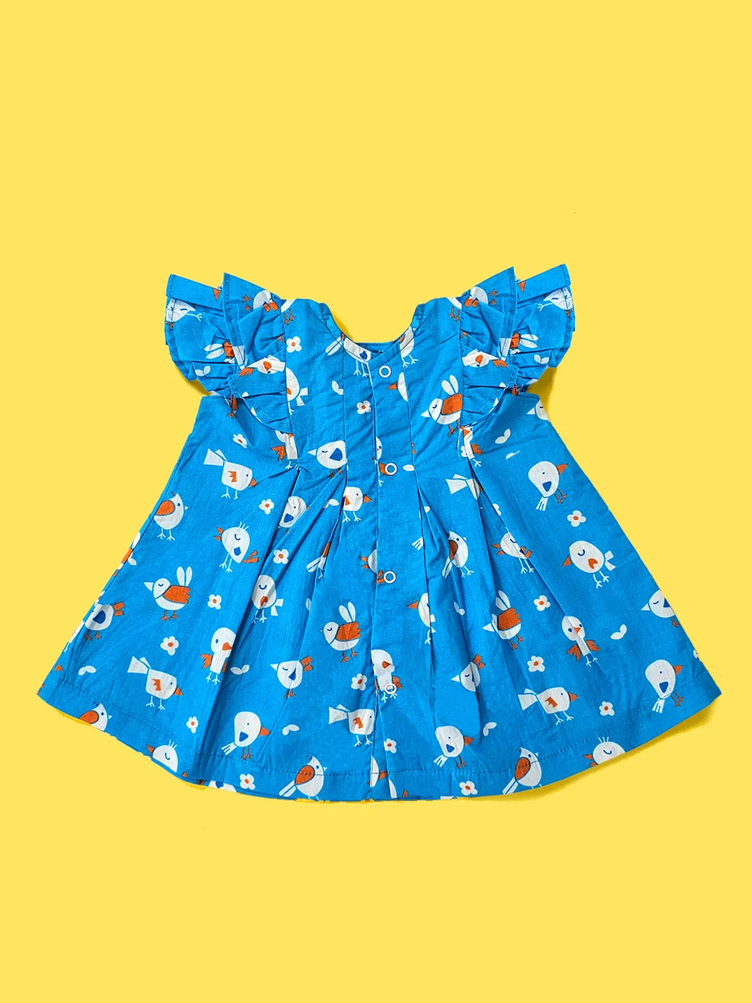 Blue Birdie - Organic Cotton Printed Baby Girl Iris Dress