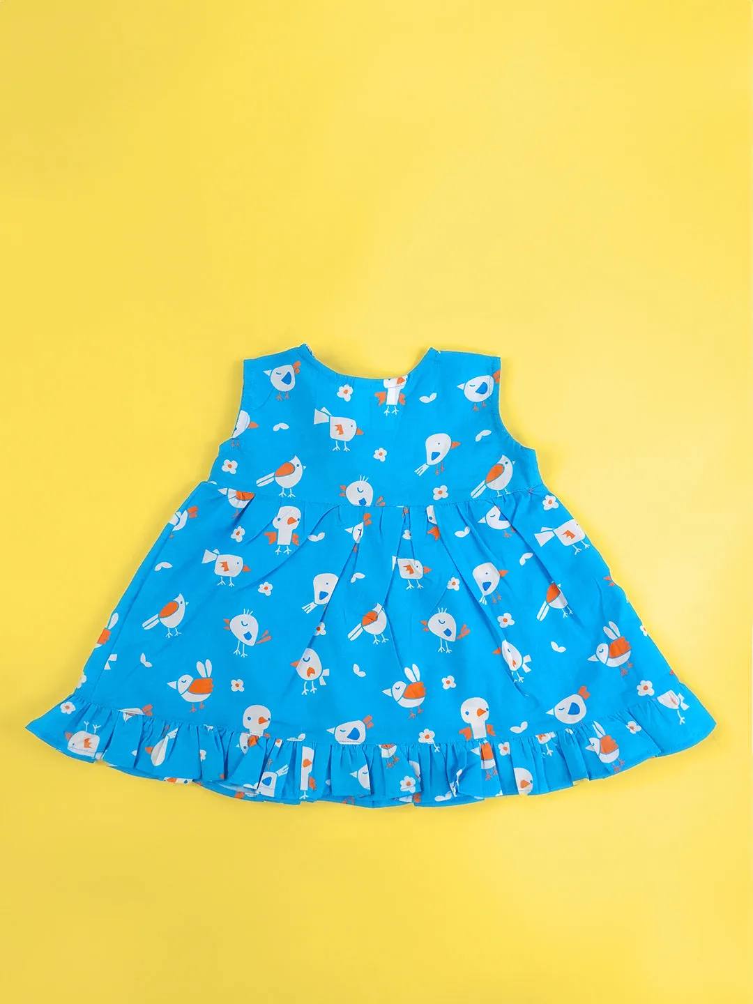 Blue Birdie - Organic Cotton Printed Girls Jabla / Dress