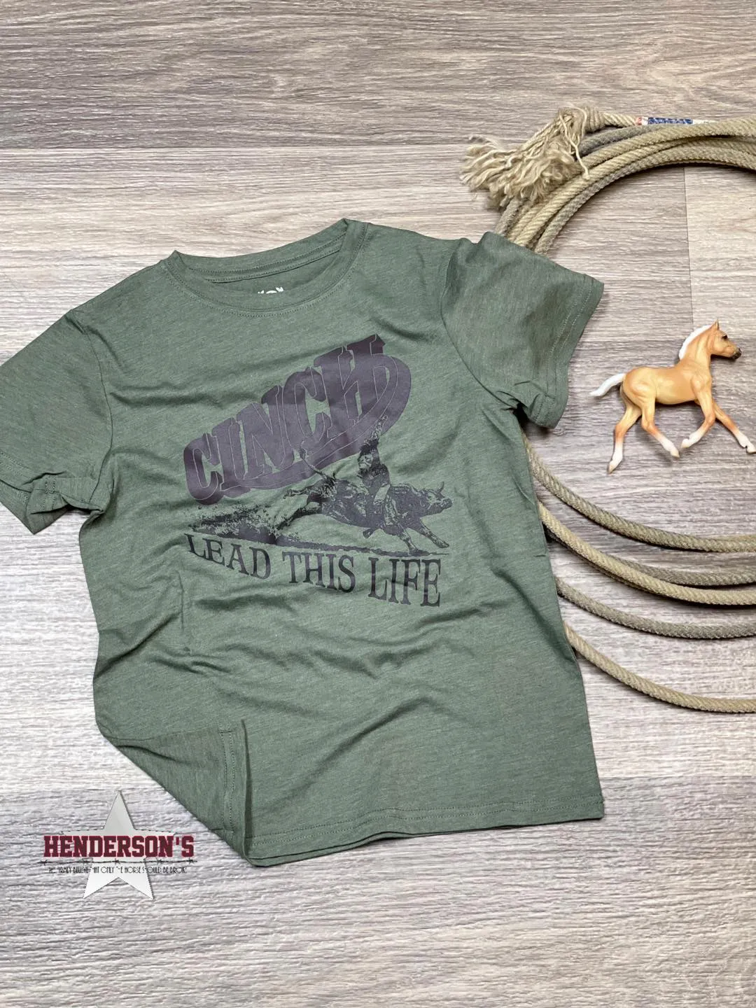 Boy's Cinch Lead This Life Rodeo Tee ~ Olive