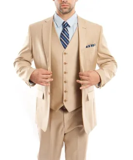 Classic Solid Textured Lite Beige Suit with Vest