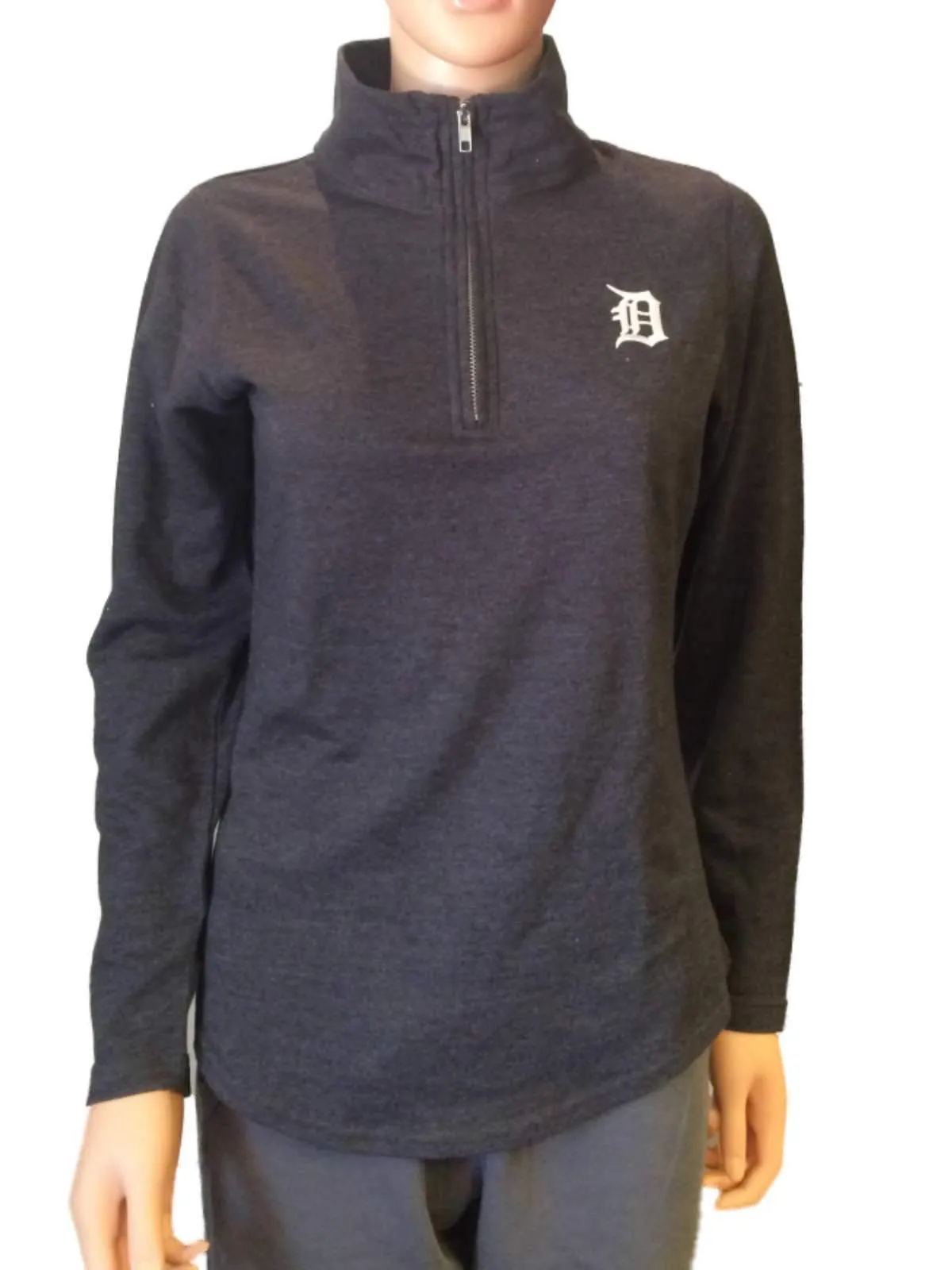 Detroit Tigers SAAG Women Gray 1/4 Zip Pullover Lightweight Jacket