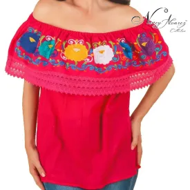 Embroidered Blouse NA-TM-77502 Fuchsia