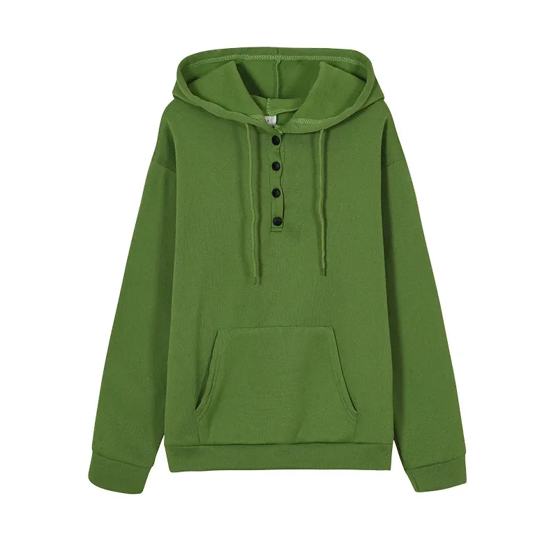 European and N Women's Long-sleeved Loose Casual Hooded Drawstring Pocket Hoodie