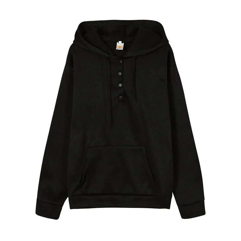 European and N Women's Long-sleeved Loose Casual Hooded Drawstring Pocket Hoodie