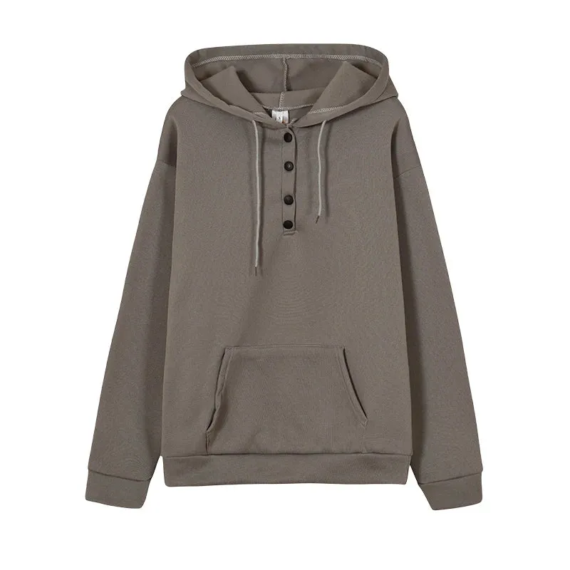 European and N Women's Long-sleeved Loose Casual Hooded Drawstring Pocket Hoodie