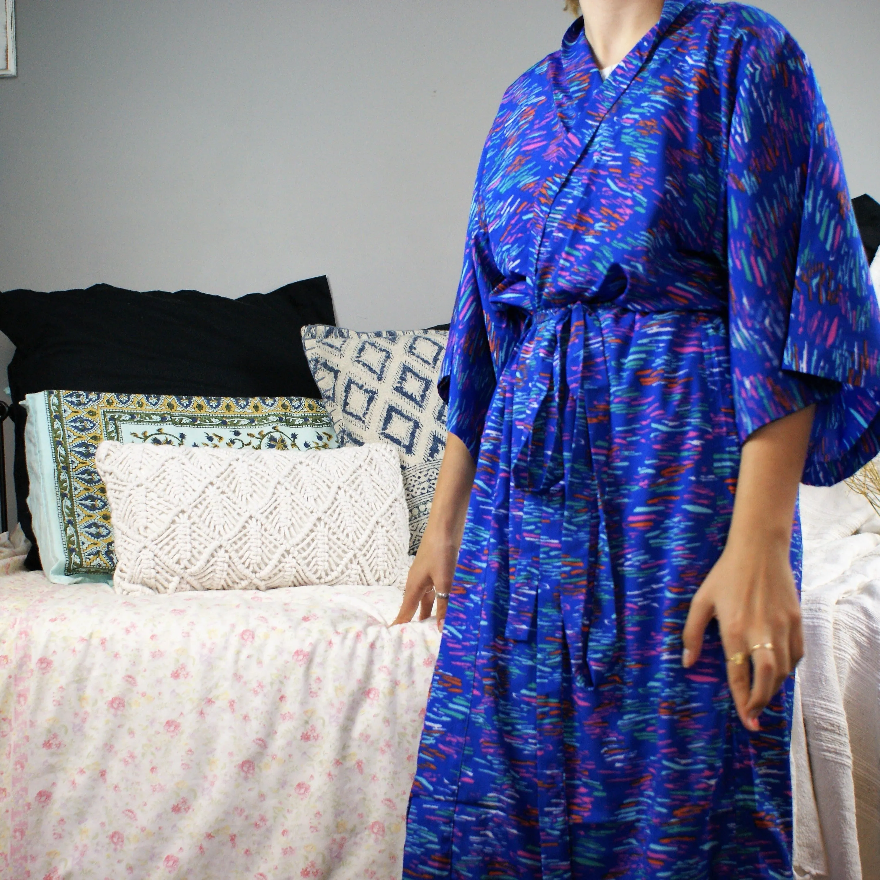 Fair Trade Blue Colourful Nights Robe