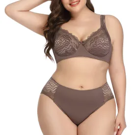 Fashion Sexy Lace Bra and Panty Set for Women Plus Size Ultra Thin Lingerie 90C-1Xl 95C-2Xl 100C-3Xl 105C-4Xl