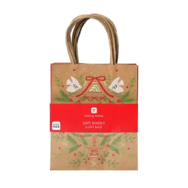 Folklore Brown Christmas Paper Gift Bags - 8 Pack