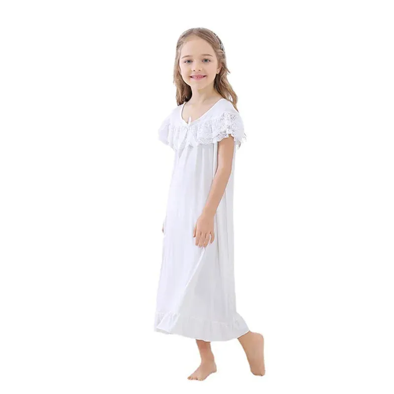 Girls Sleepwear  Pajamas Dress  Short Sleeve Princess Pajamas  Night Wear for Kids Girl Pijamas  nightgown girl sleepwear robe