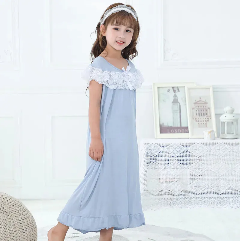 Girls Sleepwear  Pajamas Dress  Short Sleeve Princess Pajamas  Night Wear for Kids Girl Pijamas  nightgown girl sleepwear robe