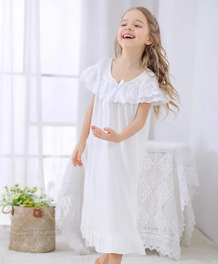 Girls Sleepwear  Pajamas Dress  Short Sleeve Princess Pajamas  Night Wear for Kids Girl Pijamas  nightgown girl sleepwear robe