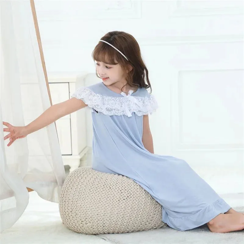 Girls Sleepwear  Pajamas Dress  Short Sleeve Princess Pajamas  Night Wear for Kids Girl Pijamas  nightgown girl sleepwear robe