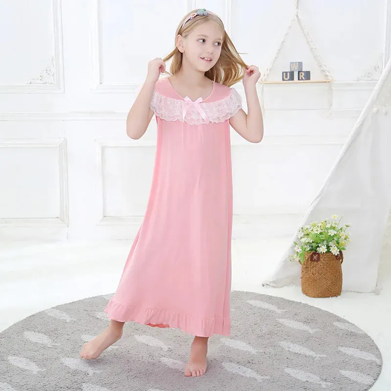 Girls Sleepwear  Pajamas Dress  Short Sleeve Princess Pajamas  Night Wear for Kids Girl Pijamas  nightgown girl sleepwear robe