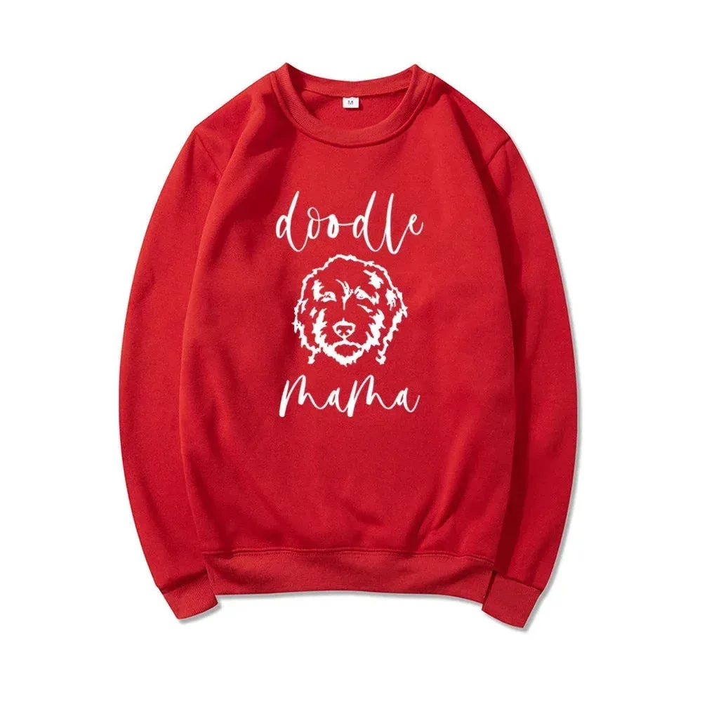 Golden Doodle Mama Sweatshirt Doodle Mom Crewneck Sweatshirts Women Graphic Hoodies Long Sleeve Pullovers Female Cute Tops