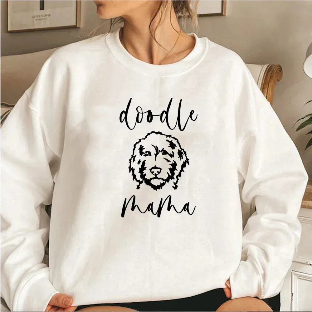 Golden Doodle Mama Sweatshirt Doodle Mom Crewneck Sweatshirts Women Graphic Hoodies Long Sleeve Pullovers Female Cute Tops