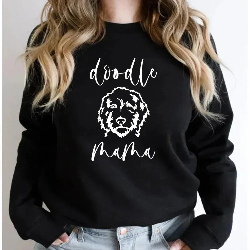 Golden Doodle Mama Sweatshirt Doodle Mom Crewneck Sweatshirts Women Graphic Hoodies Long Sleeve Pullovers Female Cute Tops