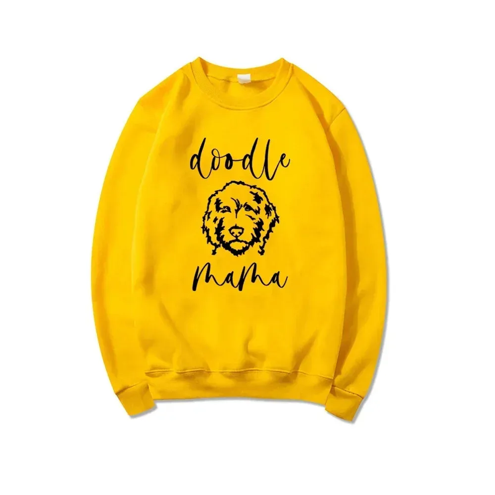 Golden Doodle Mama Sweatshirt Doodle Mom Crewneck Sweatshirts Women Graphic Hoodies Long Sleeve Pullovers Female Cute Tops