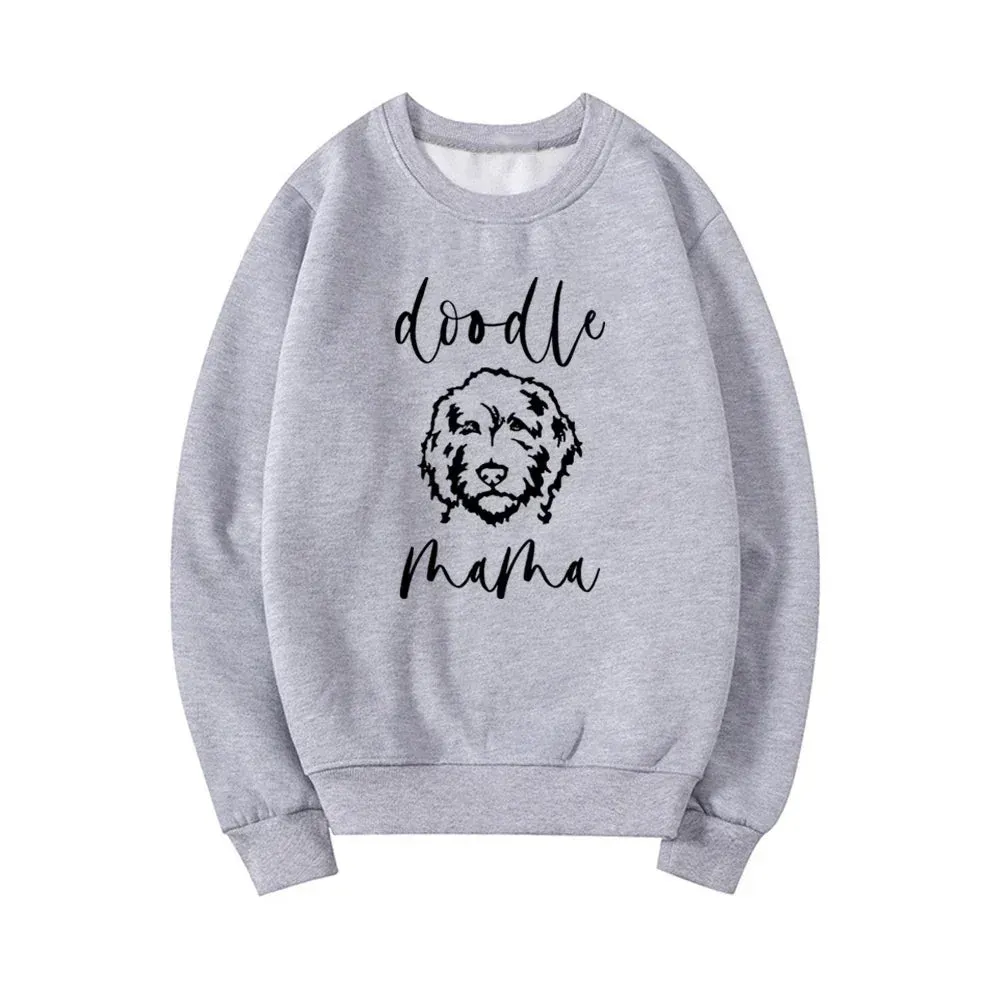 Golden Doodle Mama Sweatshirt Doodle Mom Crewneck Sweatshirts Women Graphic Hoodies Long Sleeve Pullovers Female Cute Tops