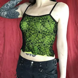 Gothic Backless Crop Sexy Ruffle High Street Sleeveless Mesh Lace Top