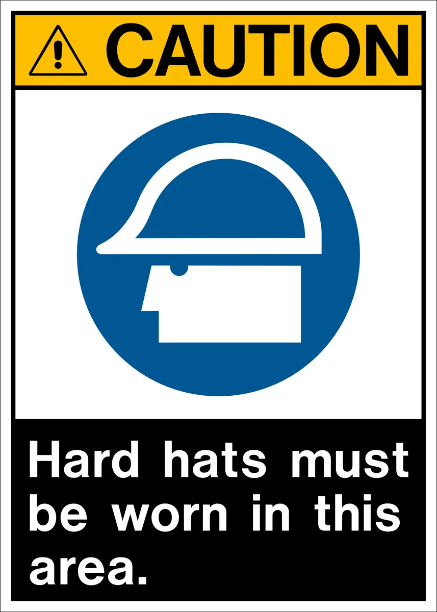 Hard Hats Must be Worn in this Area ANSI Layout Caution Sign