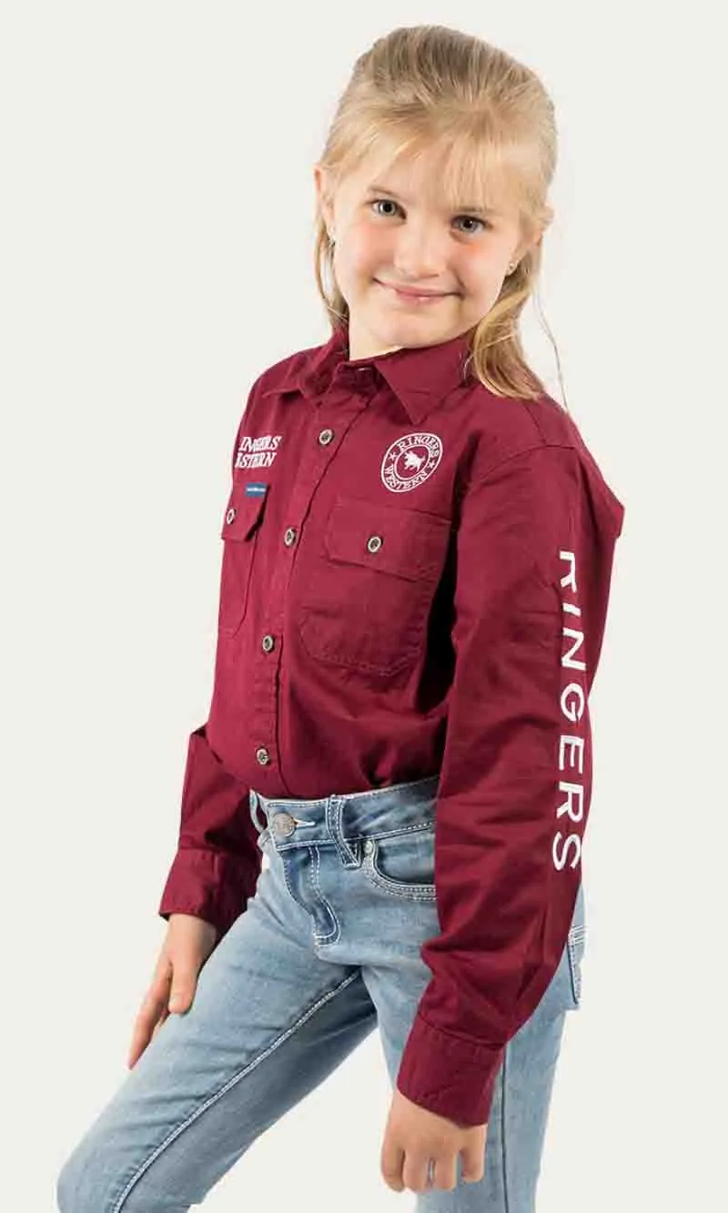 Jackaroo Kids Long Sleeve Full Button Embroidered Workshirt, More Colours